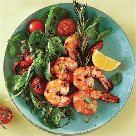 baby-spinach-and-tomato-salad-with-grilled-prawns image