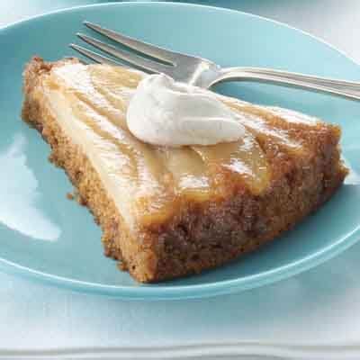pear-upside-down-snack-cake-recipe-land-olakes image