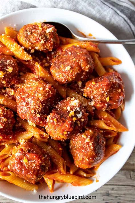 turkey-meatballs-and-pasta-in-marinara-sauce-the image