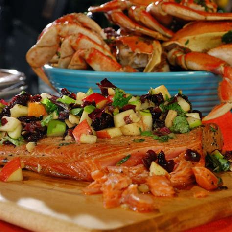hot-smoked-salmon-with-salad-of-apples-dried-cherries image