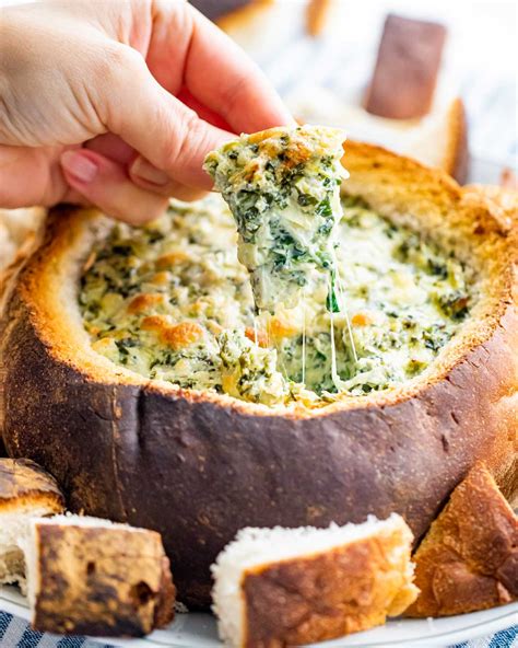 spinach-artichoke-dip-in-a-bread-bowl-jo-cooks image