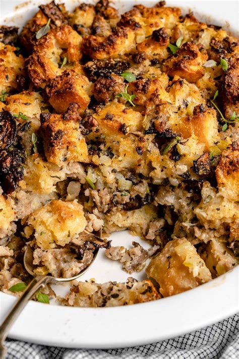 best-ever-sourdough-stuffing-with-sausage-mushrooms image