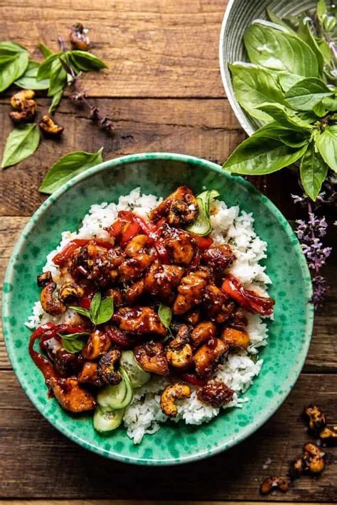 thai-basil-sesame-cashew-chicken-with-coconut-rice image