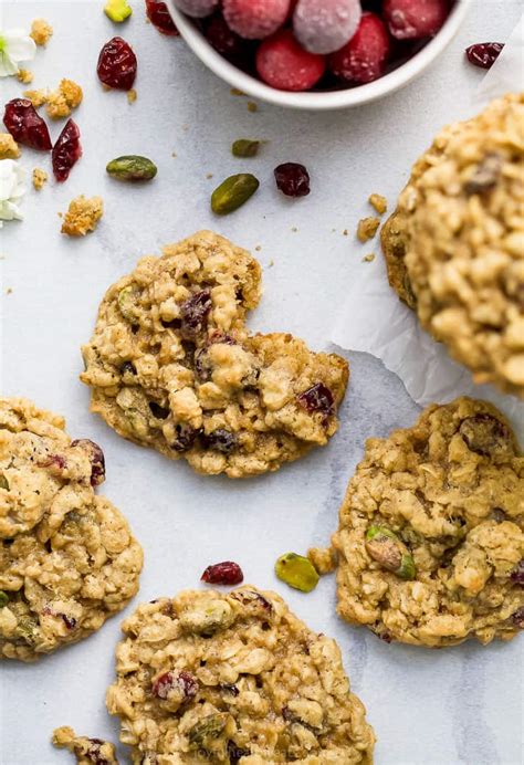soft-chewy-pistachio-cranberry-oatmeal-cookies image