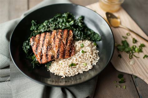 miso-honey-grilled-salmon-and-sauted-sesame-kale image