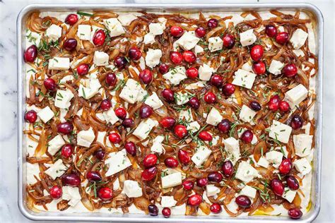 focaccia-with-caramelized-onions-cranberries-brie image