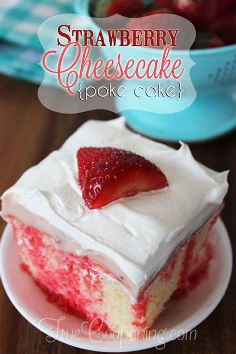 easy-and-delicious-strawberry-cheesecake-poke-cake image