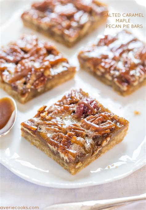 salted-caramel-maple-pecan-pie-bars-averie-cooks image