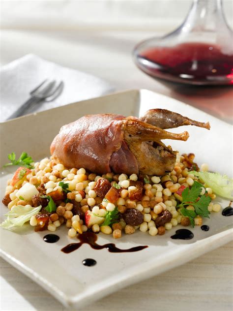 fregola-salad-with-prosciutto-wrapped-quail image