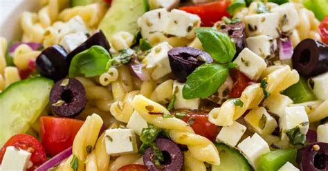 easy-greek-pasta-salad-recipe-jessica-gavin image