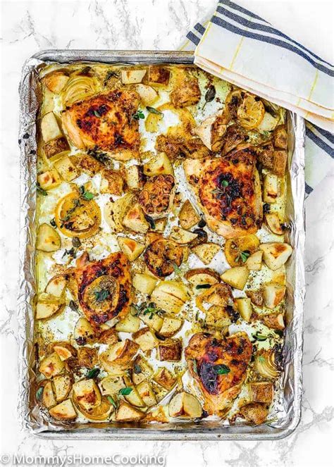 sheet-pan-lemon-garlic-roasted-chicken-and-potatoes image