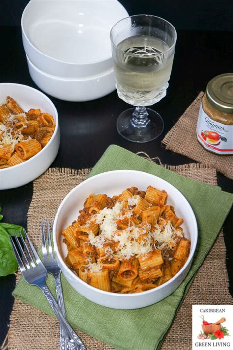 easy-rigatoni-pasta-with-meat-sauce-caribbean-green image