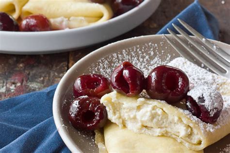 breakfast-recipe-baked-ricotta-blintzes-with-fresh-cherry image