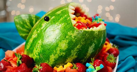 watermelon-shark-fruit-salad-recipe-popsugar-food image