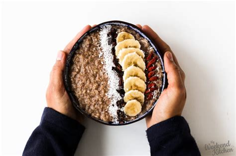 banana-chocolate-oatmeal-porridge-my-weekend image