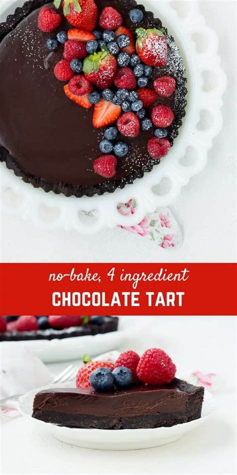 chocolate-tart-recipe-no-bake-4-ingredients-rachel image