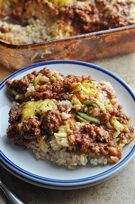 ground-beef-rice-casserole-with-zucchini-savory image
