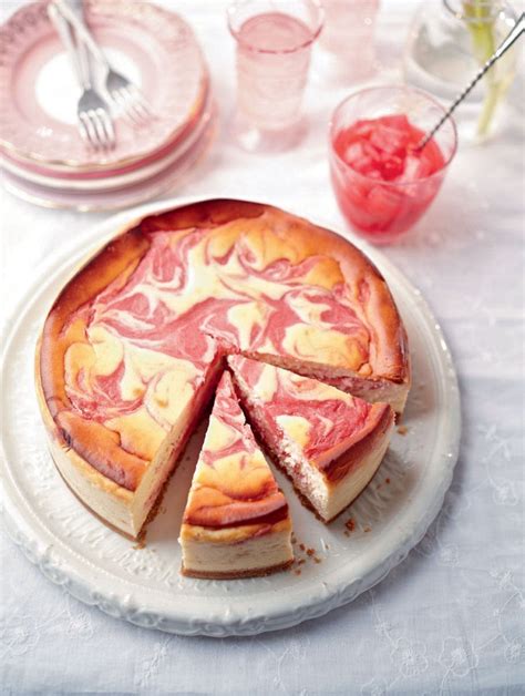rhubarb-and-lemon-baked-cheesecake image