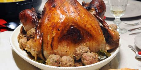 roasted-turkey-with-turkey-meatballs-food-network image