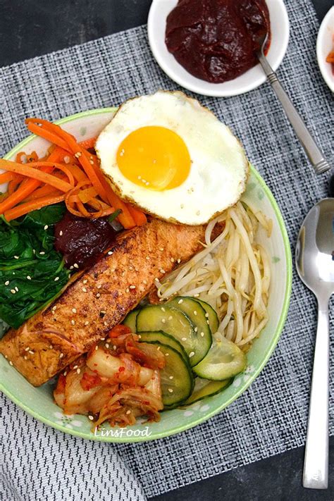 salmon-bibimbap-a-korean-rice-bowl-recipe-with-kimchi image