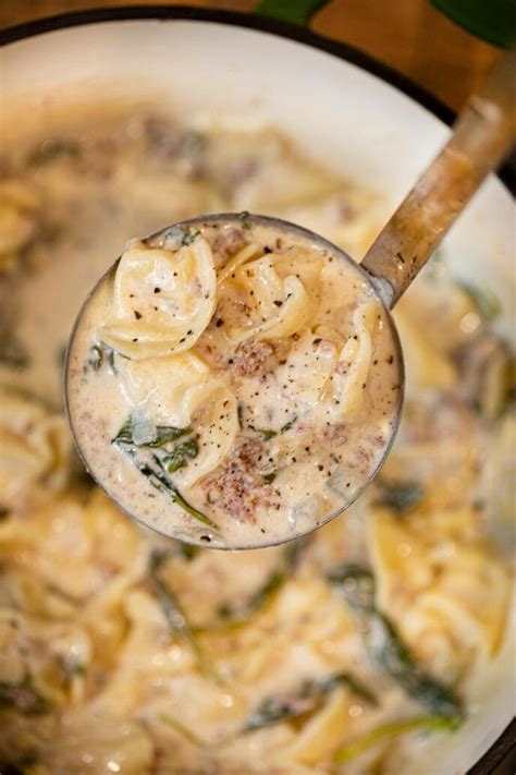 creamy-sausage-tortellini-soup-with-spinach-dinner image