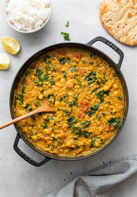 curry-red-lentil-stew-with-kale-chickpeas-the image