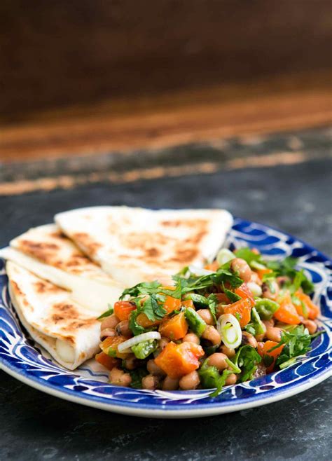 black-eyed-pea-salsa-with-cheese-quesadillas image