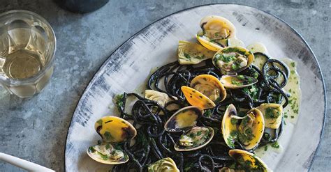 squid-ink-pasta-with-clams-house-garden image