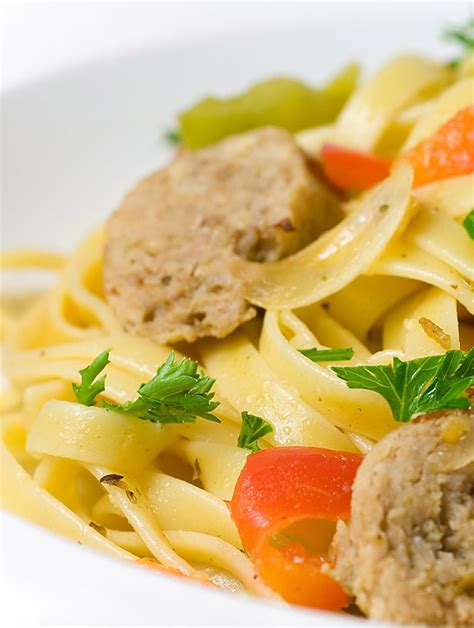 fettuccine-with-sausage-peppers-and-onions-lifes image
