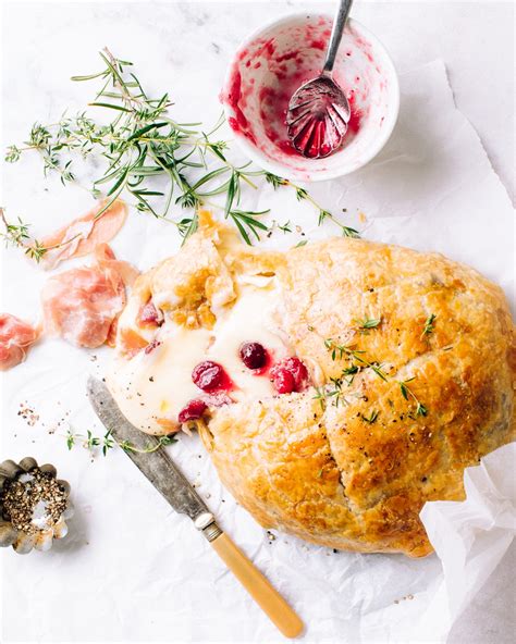 puff-pastry-baked-brie-with-prosciutto-and-cranberries image