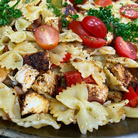 blackened-chicken-garlic-bowtie-pasta-lanes-bbq image