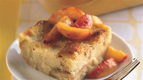 lemon-spice-bread-pudding-with-sauted-peaches image