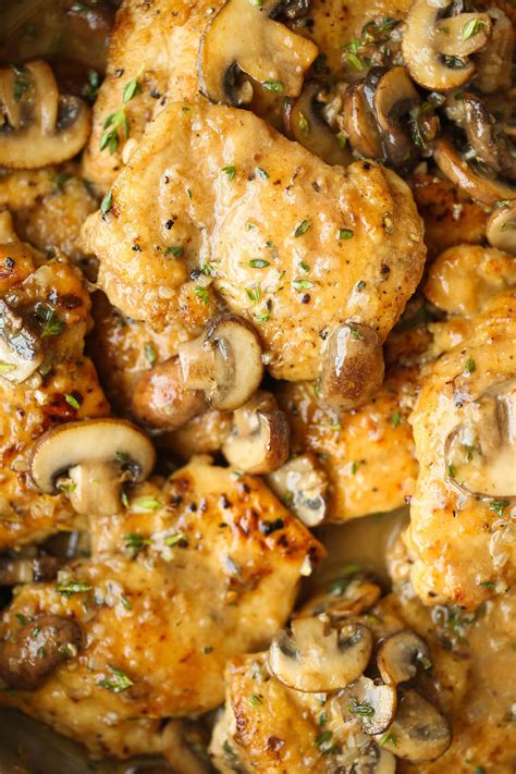 skillet-mushroom-chicken-thigh-recipe-damn-delicious image