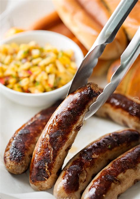 grilled-bratwurst-with-spicy-peach-salsa-the-chunky image