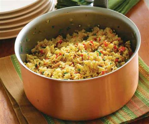 saffron-rice-pilaf-with-red-pepper-toasted-almonds image