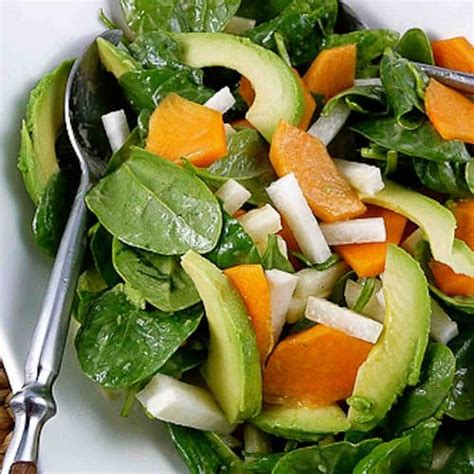 miso-spinach-salad-with-persimmon-cookin-canuck image
