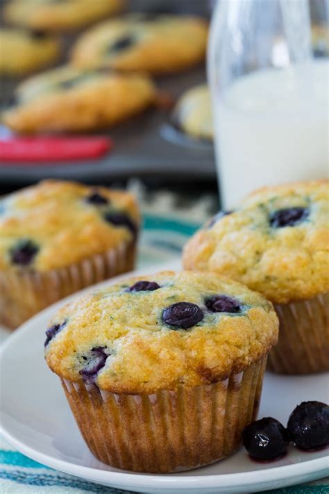 lemon-blueberry-cornmeal-muffins-spicy-southern image