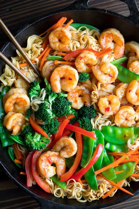 shrimp-stir-fry-with-ramen-noodles-peas-and-crayons image