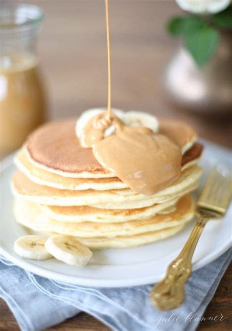 classic-pancake-recipe-with-peanut-butter-syrup-julie image