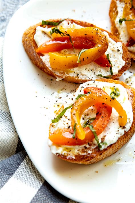 bruschetta-with-roasted-peppers-goat-cheese image