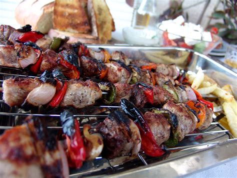 greek-souvlaki-skewered-grilled-meat-cooking-in image