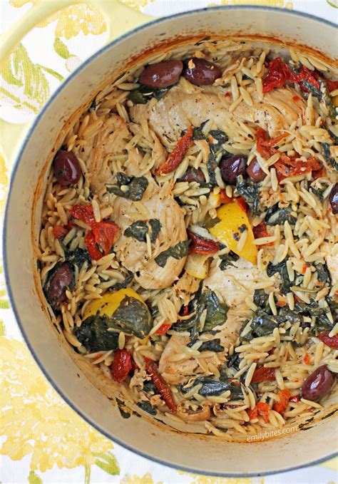 one-pot-mediterranean-chicken-with-orzo-emily-bites image