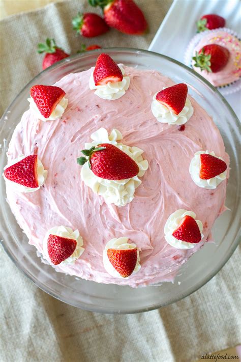 vanilla-cake-with-strawberry-buttercream-a-latte-food image