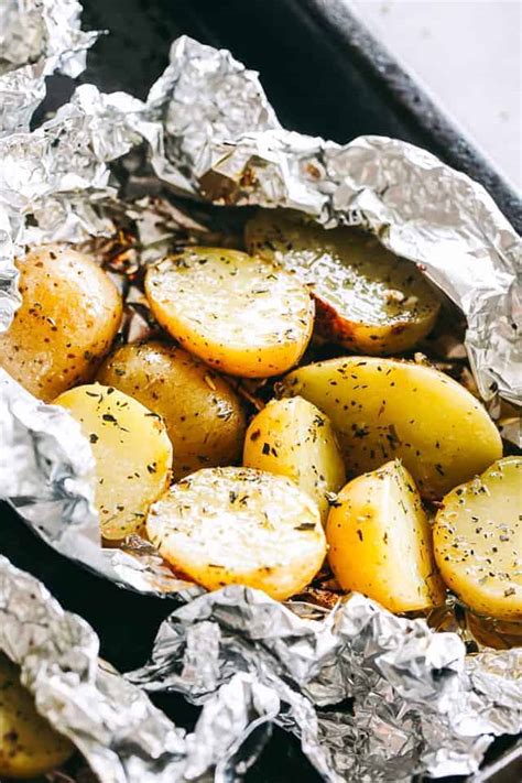 garlic-herb-grilled-potatoes-in-foil-diethood image
