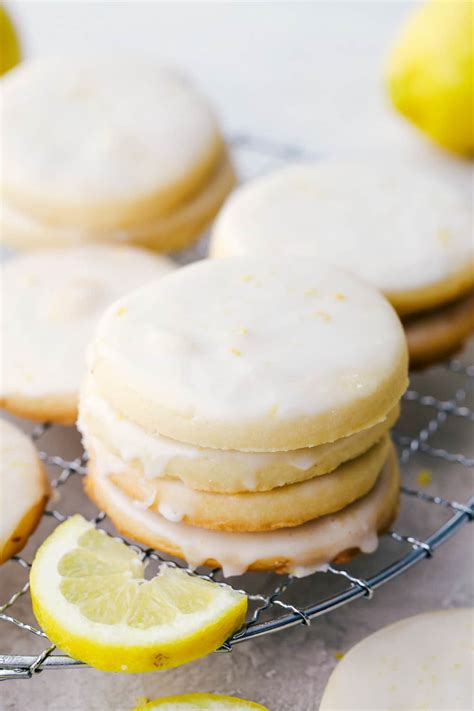 buttery-lemon-shortbread-cookies-with-a-glaze-the image