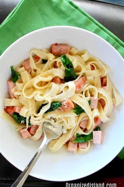ham-spinach-pasta-recipe-organized-island image