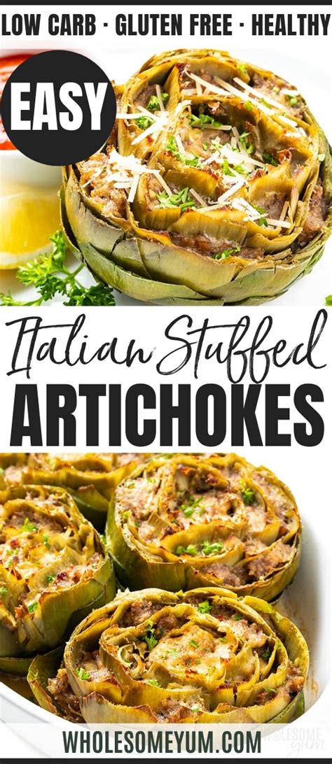 baked-italian-stuffed-artichokes-recipe-with-sausage image