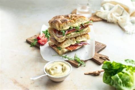 turkey-focaccia-club-sandwich-with-ballymaloe-mayo image