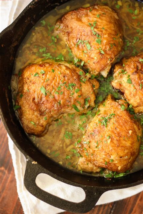 skillet-chicken-with-garlic-shallot-and-wine-sauce image