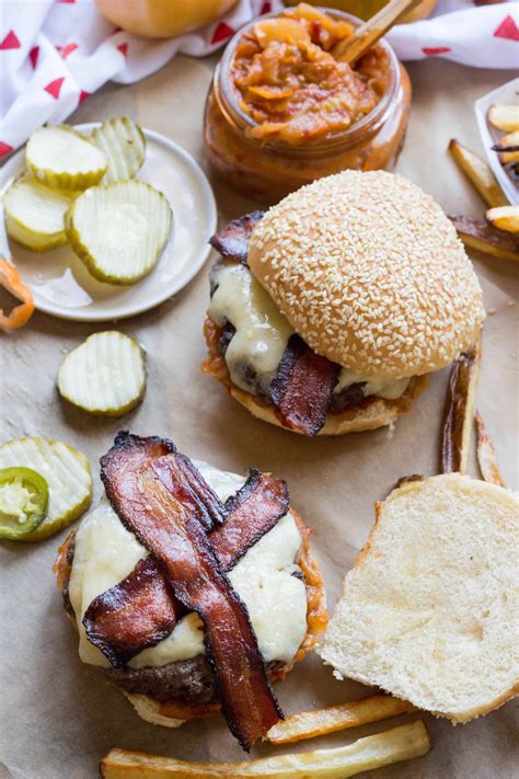 bacon-cheddar-burgers-with-tomato-onion-jam-coley image